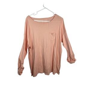 Talbots knit tee shirt t-shirt tunic peach orange plus size xxl 2x roll tab slee